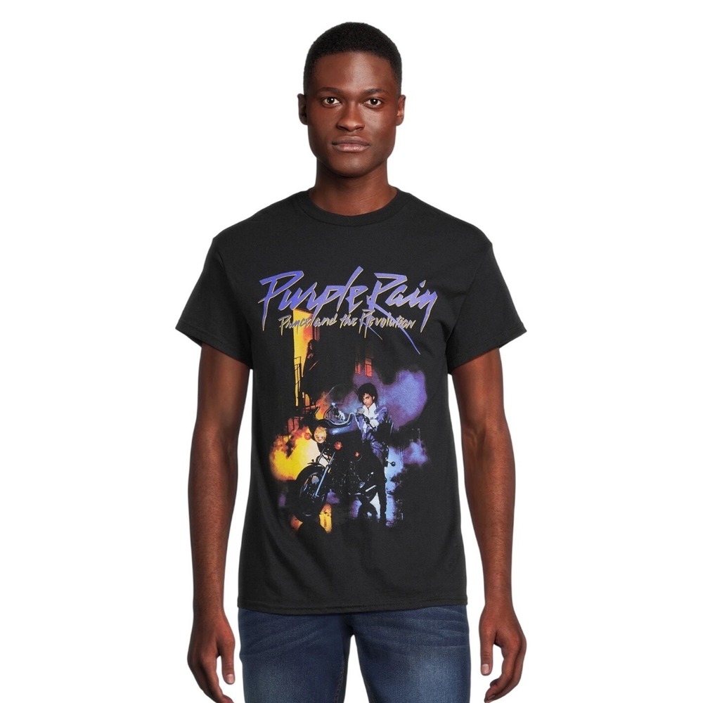 Prince Purple Rain And The Revolution Black Graphic T Shirt Mens XL